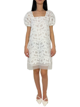 Carica l&#39;immagine nel visualizzatore di Gallery, VESTITO DONNA BIANCO RICAMO SANGALLO
