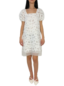 VESTITO DONNA BIANCO RICAMO SANGALLO
