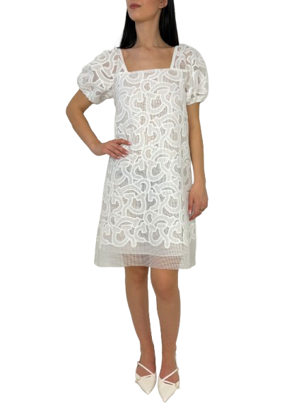 VESTITO DONNA BIANCO RICAMO SANGALLO