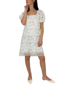 VESTITO DONNA BIANCO RICAMO SANGALLO