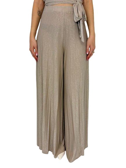 PANTALONE DONNA ORO PLISSETTATO