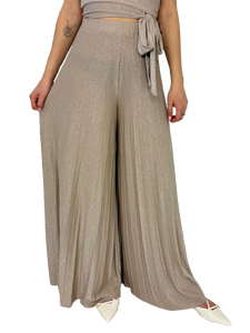 PANTALONE DONNA ORO PLISSETTATO