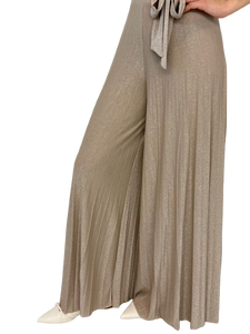 PANTALONE DONNA ORO PLISSETTATO