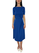 Carica l&#39;immagine nel visualizzatore di Gallery, ABITO DONNA BLU CON SPACCO LATERALE
