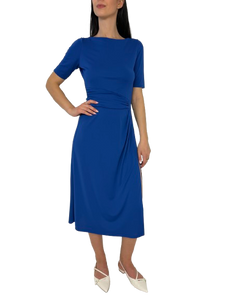 ABITO DONNA BLU CON SPACCO LATERALE