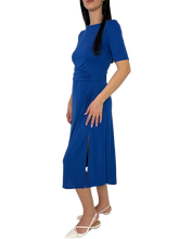 Carica l&#39;immagine nel visualizzatore di Gallery, ABITO DONNA BLU CON SPACCO LATERALE

