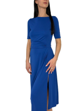 Carica l&#39;immagine nel visualizzatore di Gallery, ABITO DONNA BLU CON SPACCO LATERALE

