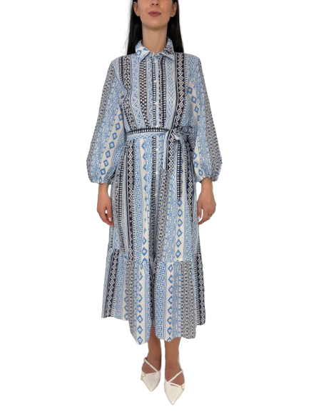 ABITO DONNA CELESTE FANTASIA GEOMETRICA