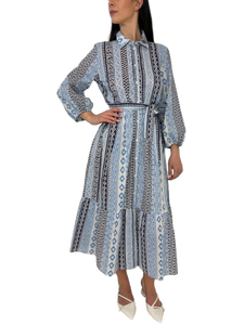 ABITO DONNA CELESTE FANTASIA GEOMETRICA