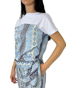 MAGLIA CELESTE FANTASIA GEOMETRICA