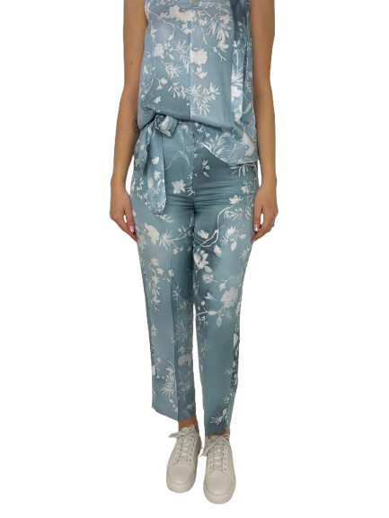 PANTALONE DONNA AZZURRO FANTASIA FLOREALE