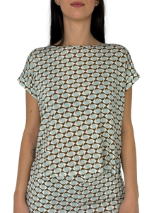 TOP DONNA MANICHE CORTE FANTASIA GEOMETRICA