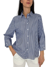 Carica l&#39;immagine nel visualizzatore di Gallery, CAMICIA DONNA A RIGHE BLU
