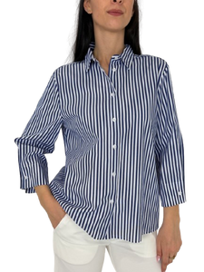CAMICIA DONNA A RIGHE BLU