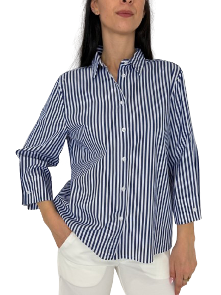 CAMICIA DONNA A RIGHE BLU