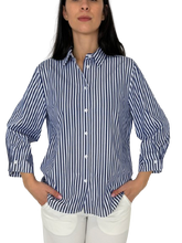 Carica l&#39;immagine nel visualizzatore di Gallery, CAMICIA DONNA A RIGHE BLU
