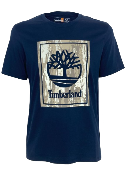 T-SHIRT UOMO BLU CON STAMPA FRONTALE