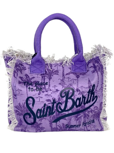 BORSA VIOLA IN CANVAS CON LOGO