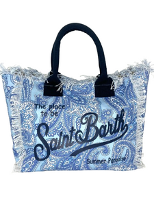 BORSA BLU IN CANVAS CON LOGO BLU