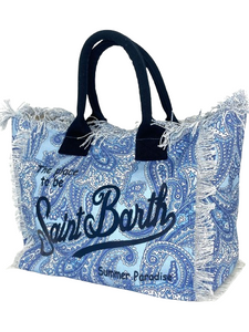 BORSA BLU IN CANVAS CON LOGO BLU