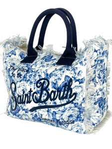 BORSA BIANCA IN CANVAS CON LOGO BLU