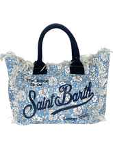 Carica l&#39;immagine nel visualizzatore di Gallery, BORSA BLU IN CANVAS CON LOGO BLU
