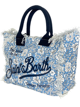 Carica l&#39;immagine nel visualizzatore di Gallery, BORSA BLU IN CANVAS CON LOGO BLU
