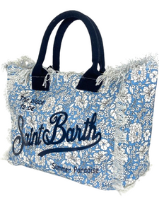 BORSA BLU IN CANVAS CON LOGO BLU