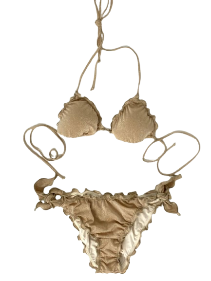 BIKINI A TRIANGOLO ORO GLITTERATO