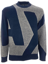 Carica l&#39;immagine nel visualizzatore di Gallery, PULLOVER UOMO BLU/GRIGIO CON LOGO FRONTALE
