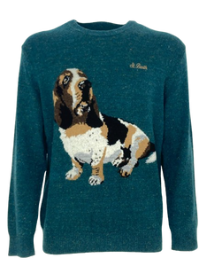 PULLOVER UOMO VERDE CON STAMPA