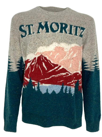 PULLOVER UOMO VERDE CON STAMPA ST.MORITZ