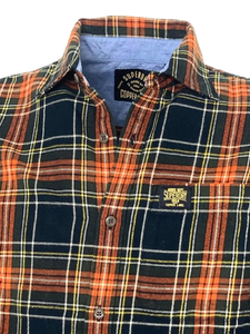 CAMICIA UOMO ARANCIONE FANTASIA CHECK