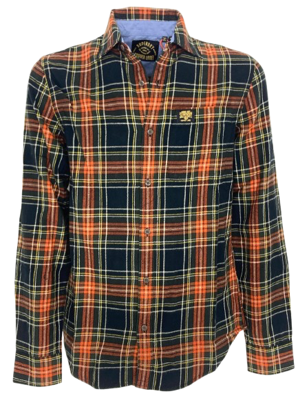 CAMICIA UOMO ARANCIONE FANTASIA CHECK