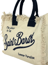 Carica l&#39;immagine nel visualizzatore di Gallery, BORSA CANVAS SABBIA CON LOGO BLU
