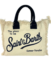 Carica l&#39;immagine nel visualizzatore di Gallery, BORSA CANVAS SABBIA CON LOGO BLU
