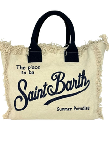BORSA CANVAS SABBIA CON LOGO BLU