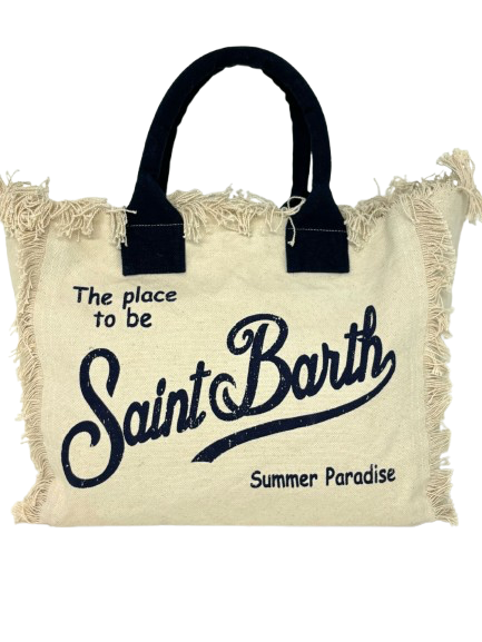 BORSA CANVAS SABBIA CON LOGO BLU
