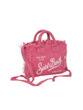 Carica l&#39;immagine nel visualizzatore di Gallery, BORSA MINI FUCSIA IN LINO CON LOGO BIANCO
