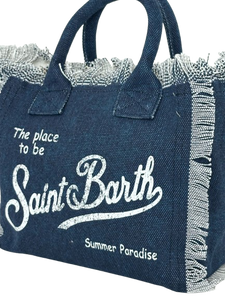 BORSA BLU IN CANVAS CON LOGO BIANCO