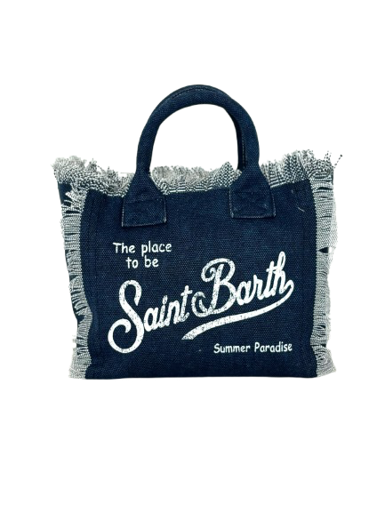 BORSA BLU IN CANVAS CON LOGO BIANCO