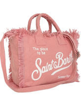 Carica l&#39;immagine nel visualizzatore di Gallery, BORSA ROSA IN CANVAS CON LOGO BIANCO
