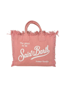 BORSA ROSA IN CANVAS CON LOGO BIANCO
