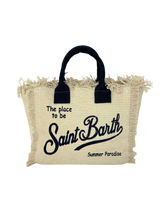 Carica l&#39;immagine nel visualizzatore di Gallery, BORSA MINI PANNA IN CANVAS CON LOGO BLU
