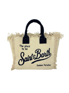 BORSA MINI PANNA IN CANVAS CON LOGO BLU