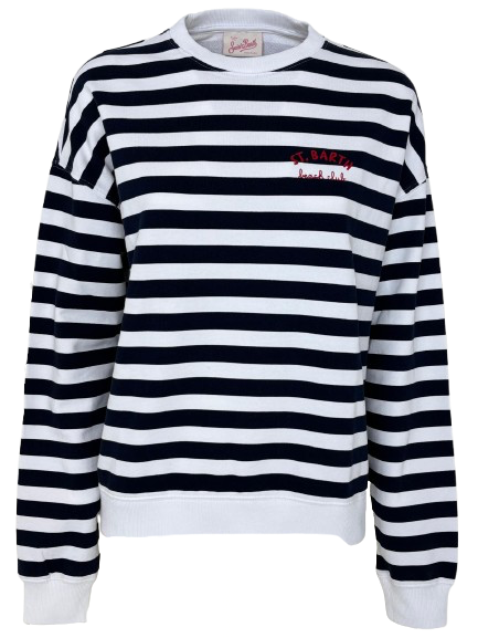 MAGLIA DONNA A RIGHE BIANCO/NERA