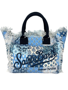 BORSA GRANDE CANVAS BLU/AZZURRA MULTI-PATCH