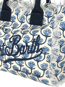 BORSA GRANDE CANVAS BIANCA/BLU FANTASIA FLOREALE