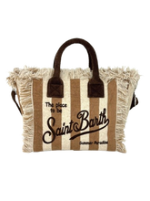 Carica l&#39;immagine nel visualizzatore di Gallery, BORSA CANVAS GRANDE A RIGHE BEIGE/MARRONE
