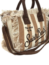 Carica l&#39;immagine nel visualizzatore di Gallery, BORSA CANVAS GRANDE A RIGHE BEIGE/MARRONE
